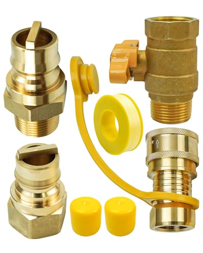 3/4 Inch Natural Gas Quick Connect Fittings Fit for Generators, Gas Grills, RV/Camping Equipment, Industrial or Household Pipeline Systems System, Solid Brass Quick Connect Set with 3/4