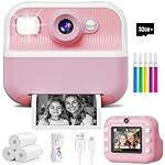 Instant Camera, Front Rear Dual Selfie Kids Camera with 1080P Videos, Holiday Birthday Gifts for Kids Age 3-12, Toddler Portable Travel Print Digital Camera Toy for 4 5 6 7 8 9 Year Boys Girls
