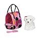 Pucci Pups Bichon Frisé Kuscheltier Hund in Handtasche mit Zubehör – Plüschtier Welpe in Pünktchenmuster Tasche – Spielzeug für Kinder ab 2 Jahre