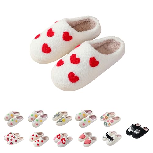 Women's Plush Furry Slippers - Cute Cat & Flower Patterns, Cloud Soft, Anti - slip Wear - resistant, Trendy Indoor Mules for Fashion - seeking Females.