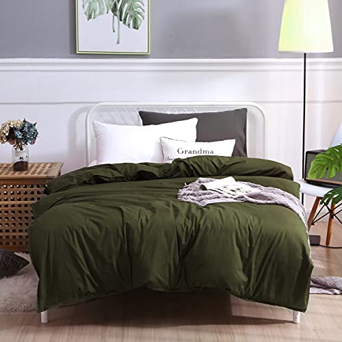 Image of F.Y.Dreams Weighted Blanket Duvet Cover 60x80 inches with 8 Ties,Zipper on Long Side /100% Cotton, Amy Green /Just Duvet Cover