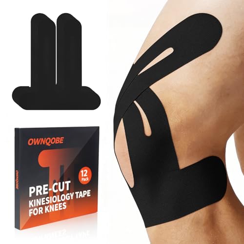 12 Pack Precut Kinesiology Tape for Knees & Shoulder, Knee Support & Stability for Sports,...