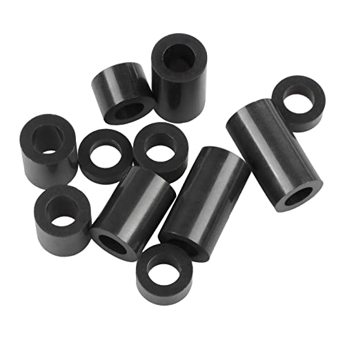 Image of Exqutoo Black ABS Round Washers ID 6.2mm,OD 11mm, 3mm 4mm 5mm 6mm 8mm 10mm 15mm 18mm 20mm Length, Assortment Kit, Non-Threaded, Suitable for M6 Screws Hardware Spacer Bracket