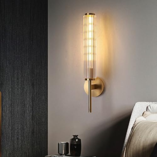 Lampe de chambre à coucher moderne E14 en laiton et verre transparent d'intérieur