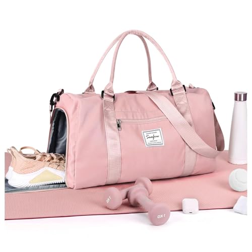 Borsone Palestra Donna Uomo Borsa Sportiva con Scomparto Scarpe da Viaggio Sports Gym Bag Grande Borse da Piscina Fitness Weekend Duffel Bag per Ospedale Rosa