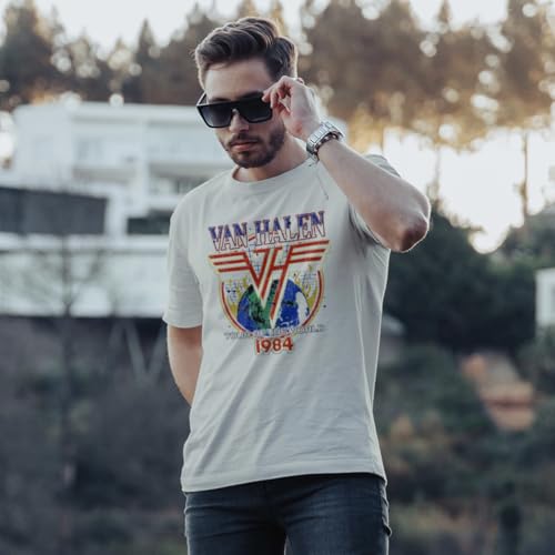 Van Halen 1984 World Tour Adult Short Sleeve T Shirt American Rock 80s Music Vintage Style Graphic Tees3