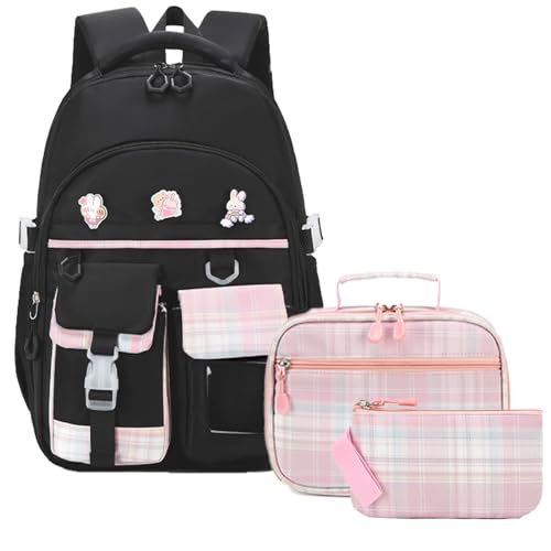 GeeWin Conjunto de mochila escolar para meninas adolescentes, mochila com lancheira isolada combinan