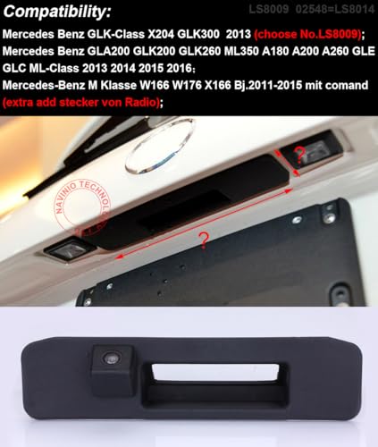 Image of Car Reversing System Parking Assistance -Waterproof Trunk Handle Reversing Camera, for Mercedes Benz GLK Class X204 ML Class GLA200 /GLK200 /GLK 260 /GLK300 /ML350 /A180 /A200 /A260 W205 W166 W176 X166