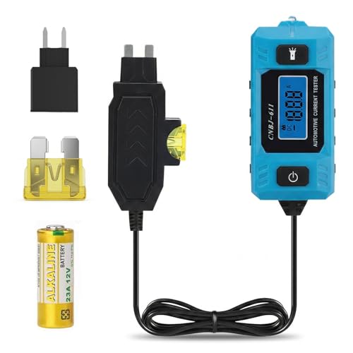 Automotive Circuit Fault Probe Tester 20A 48V Parasitic Draw Tester for Car Fuse Circuits Inline Current Monitor with Overcurrent Detection Mini & Standard Blade Fuse Compatible