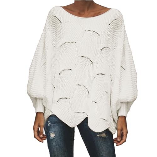 Lolvmvchi ,Sweatshirt Dresses for Women 2024, Sweaters for Women Knitted Elet Loose Sweater Solid Color O Neck Casual Tops Fall Outfits for (White, S)