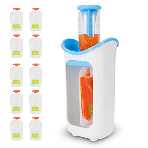 Squeeze Station, máquina de alimentos para bebês com 10 sacos de alimentos caseiros para bebês (azul