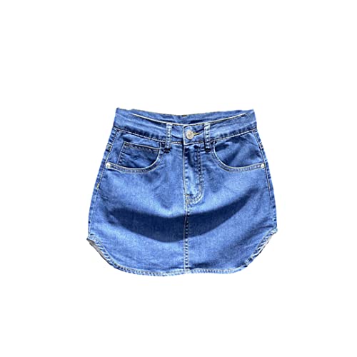 Jupe courte en jean femme Alloaone bleu foncé taille 36 à taille haute