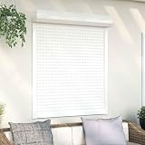 Ziaphsol Rollladen Weiß 110 x 130 cm Aluminium Polyurethan Rollladenkasten Führungsschiene, manueller Treiber, Lamellen Blende für Fenster Haus Außenbereich Sonnenschutz Sichtschutz