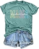 Mama Shirts for Women Mama Letters Print T Shirt Funny Mom Graphic Tees Shirt Casual Mothers Gift Top