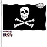 Pirate Jolly Roger Flag Patch 3x5 Double Sided Outdoor Heavy Duty 3 Ply Thick Nylon Material with 2