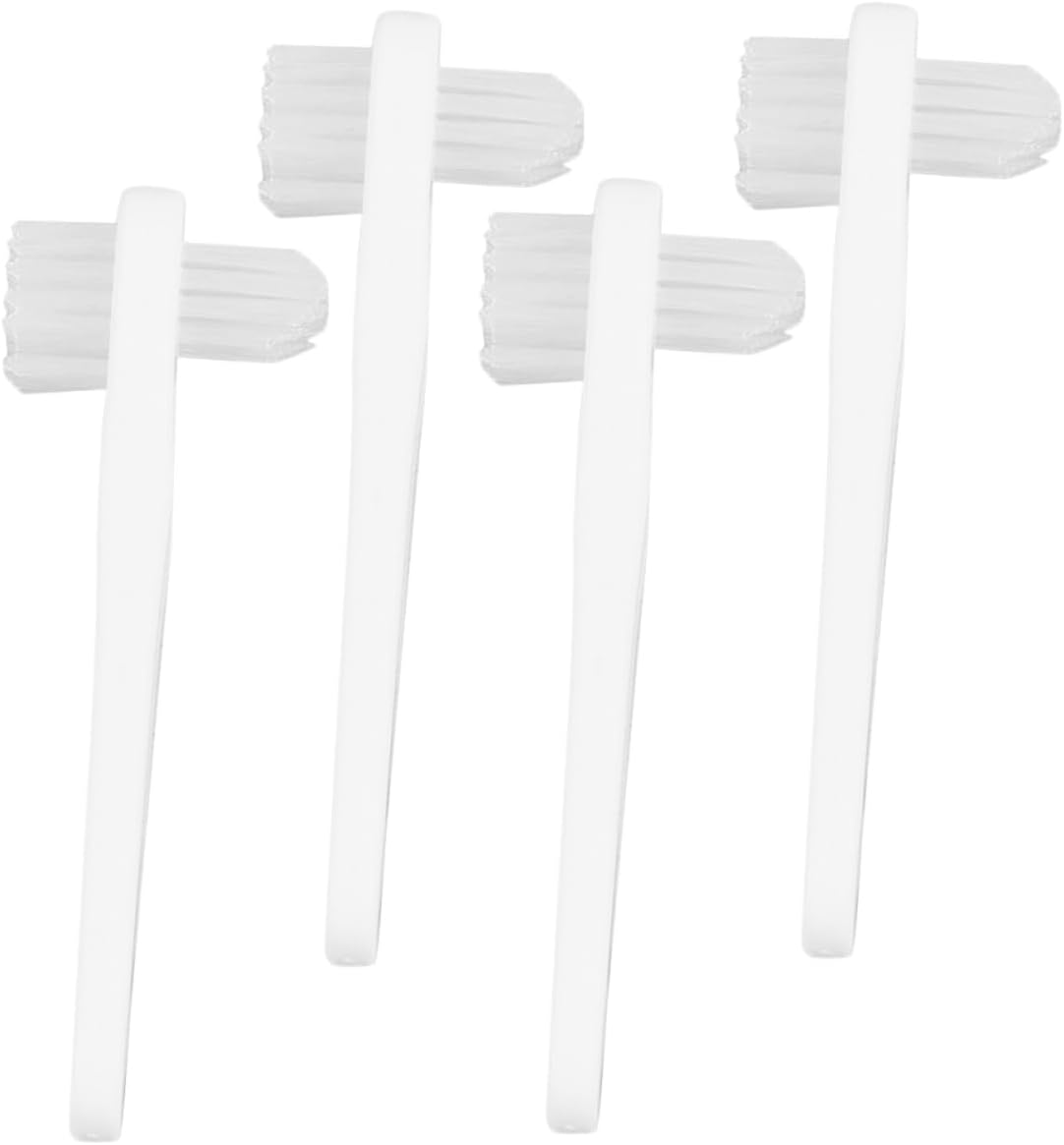 4 pcs Portable Denture Cleaning Brush Double Heads Toothbrushes Small Lightweight Plastic for Denture Care and Travel Use