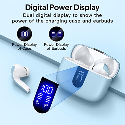 Image of TAGRY Bluetooth Headphones True Wireless Earbuds 60H Playback LED Power Display Earphones with Wireless Charging Case IPX5 Waterproof in-Ear Ear buds with Mic for TV Smart Phone Laptop Computer Sports