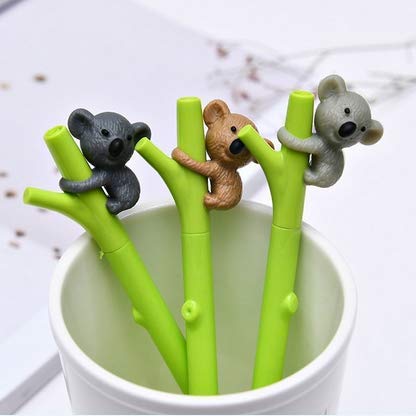 Wicemoon 3 Pcs Cute Koala Bamboo Gel Pen Gel Ink Pens Creative Stationery 0.5 MM
