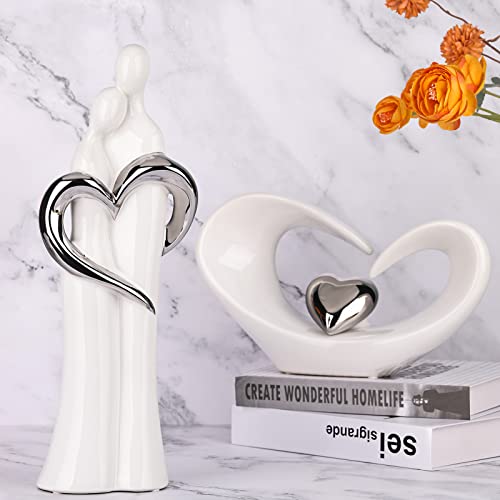 Orenm White Abstract Ceramic Statue Aesthetic Art Home Decor Living Room Bookshelf Decorative Objects Funky Table Centerpiece Sculpture (B - Heart) #TOP3