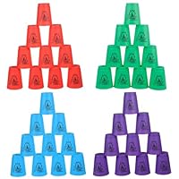 yeesport Sport Stacking Cups, 48pcs Sports Stacking Cups Sport Training Games for Travel Party Challenge Competition Gift for Kids and Adults (Blue+Green+Red+Purple)