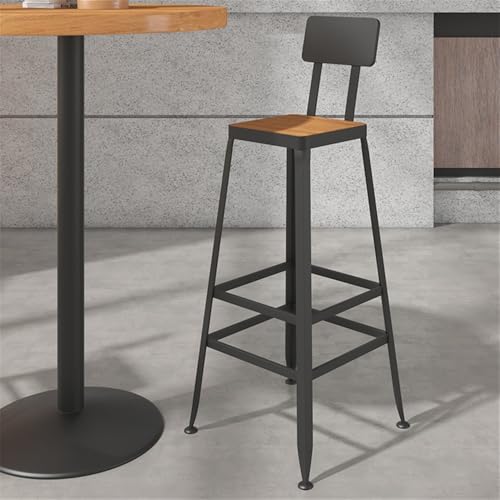 Tabouret de bar en fer et bois de 45 cm sans dossier pour restaurant - 5