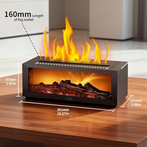 Image of Fireplace Flame Air Diffuser Humidifier,Fireplace Flame Oil Diffuser 7 Colors Aromatherapy Essential Oil Diffuser,Ultrasonic Aroma Humidifier with Timer for Home,Bedroom,Office,Yoga -Black