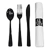 Party Essentials - N501732 Extra Heavy Duty Cutlery Kit with Black Fork/Knife/Spoon and 3-Ply White Napkin Case of 300 rolls