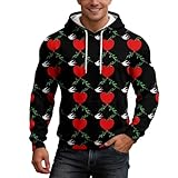 WAZHAKU Sweat à capuche pour homme   Carnaval   Saint Valentin   Imprimé cœur   Sweatshirt streetwear   Loisirs  , R6, L