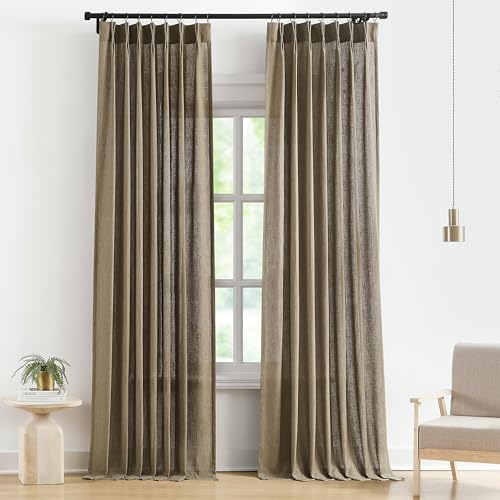 Vision Home Brown Pinch Pleated Light Filtering Curtains 112 inch Length - image 1