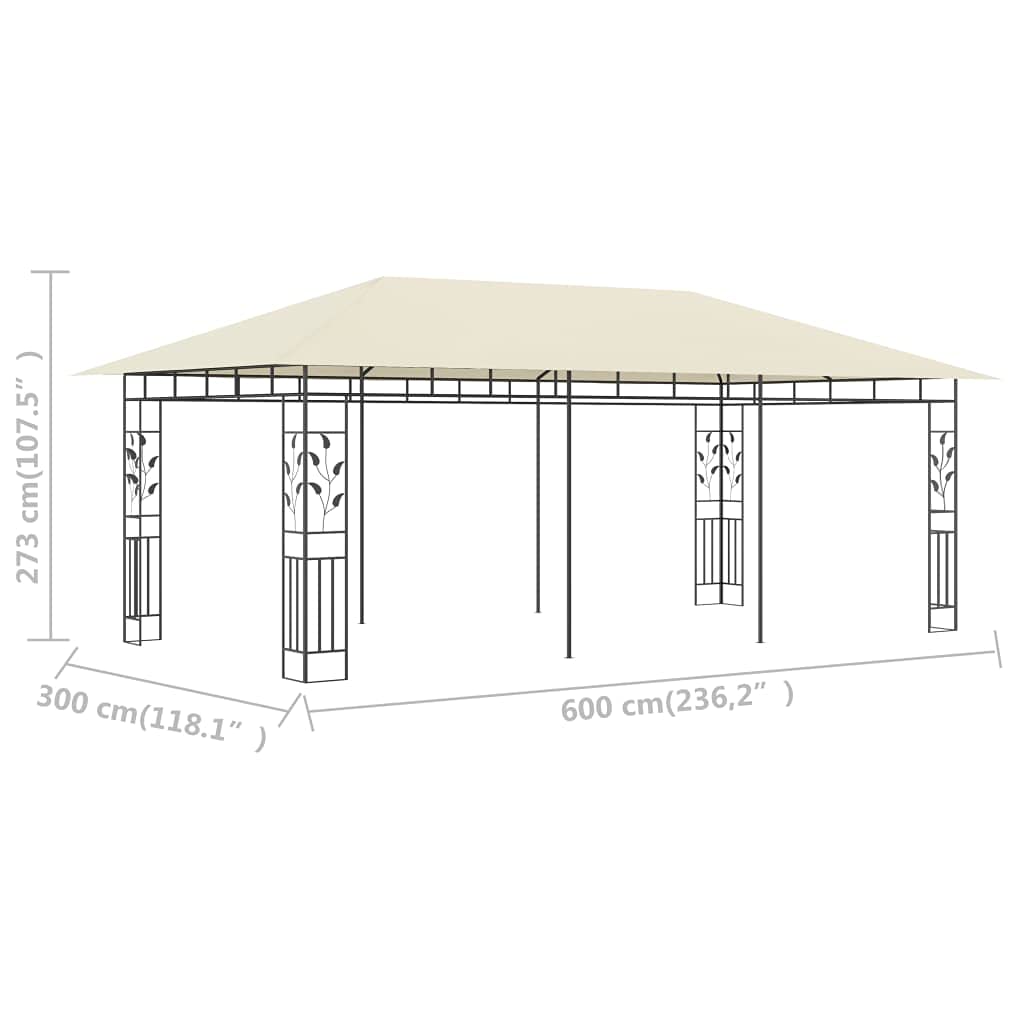 Generico Gazebo con Zanzariera 6x3x2,73 m Crema,Baldacchini e Gazebo,47971