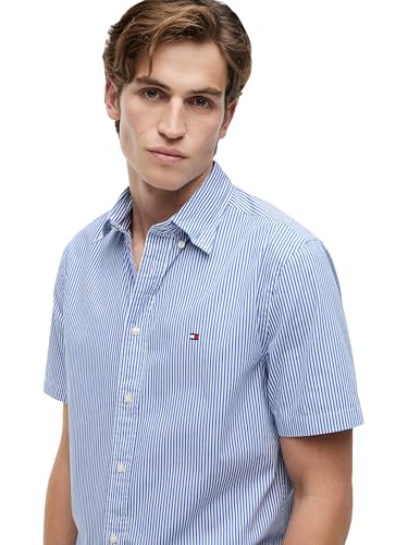 Image of Tommy Hilfiger Men's Short Sleeve Poplin Shirts in Regular Fit, Men's Button Down Shirts