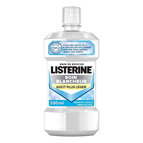 Listerine Bain de Bouche Quotidien, Soin Blancheur Goût Plus Léger, pour une Haleine Fraîche, 500ml Cover