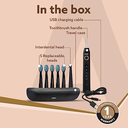 AGARO COSMIC PLUS Sonic Electric Tooth Brush For Adults With 5 Modes, 5 Brush Heads, 1 Interdental Head, Carry Case & Rechargeable With 4 Hours... - Image 7
