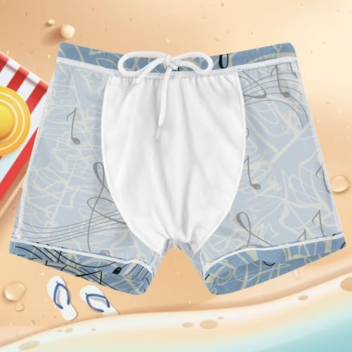 Boys Swim Trunks Quick Dry Kids Bathing Suit Music Tropical Leave Toddler Swim Shorts Boardshorts Swimwear4