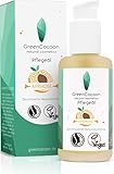 Pflegeöl Aprikose von GreenCocoon – vegan zertifiziertes Körperöl aus Bio Aprikosenkernoel, Haselnussöl, Weizenkeimöl (100 ml Glas Pumpspender Mehrweg)