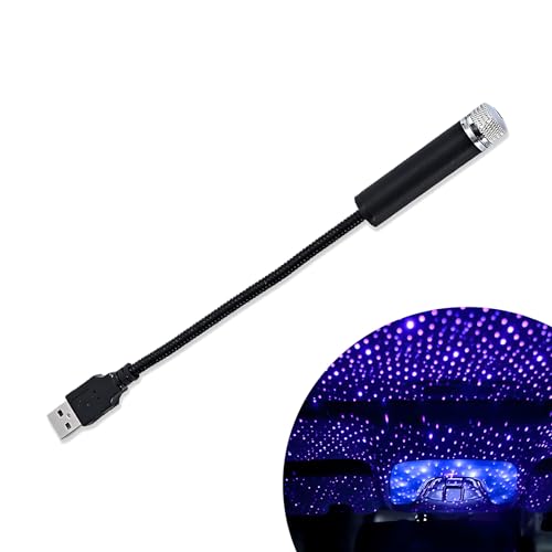 Image of 1 PC Car USB Ambient Light, Alloy Non-Destructive Installation Roof Laser Projection Starry Sky Light, Decorative Accessories, for Bedrooms, Cars, Parties, Walls, Ceilings (Purple Blue)