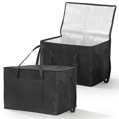 kenaeooe 2-Pack 23" W x 15" H x 14" D Insulated Food Delivery Bag XXXL Large Capacity Thermal Cooler Bags for Grocery Shopping, Catering, Pizza Delivery, Rideshare, Travel, and Car Use by kenaeooe - Used condition - US$18.98