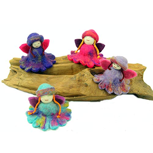 Global Groove Felt Flower Fairy Set of 4 Decorative Fairies