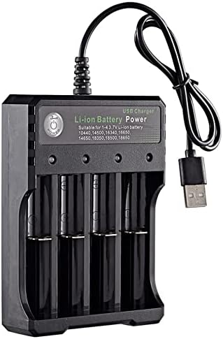 18650 Battery Charger, Universal Smart LED Display Battery Charger for 3.7V Li-ion Rechargeable Battery 18650 26650 21700 18350 17670 17500 16340(RCR123) 14500, Ni-MH Ni-CD AA AAA Batteries(4 Slots)