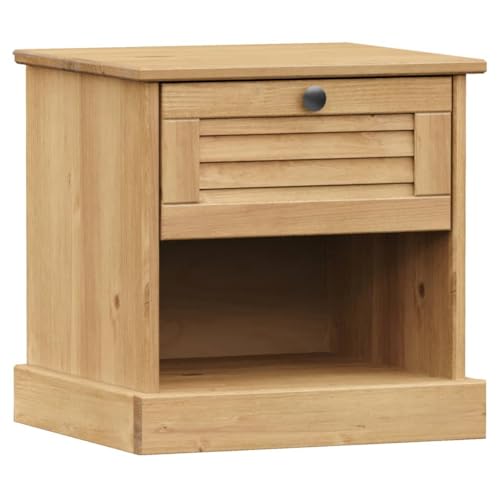 vidaXL Table de Chevet, Armoire de Nuit avec Tiroir, Armoire Latérale, Meuble de Rangement Chambre à Coucher Intérieur, Bois de Pin Massif