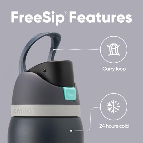 Image of Owala FreeSip Insulated Stainless Steel Water Bottle with Straw for Sports and Travel, BPA-Free, 32oz, Foggy Tide