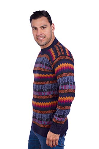 Crewneck Navy Blue Alpaca Sweater for Men - Winter Pullover2