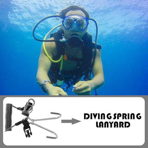 Gancho de arrecife de buceo doble en acero inoxidable 316 con cordon negro 7