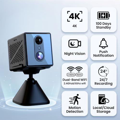 realhide 2026 Upgraded 5GHz WiFi 4K Spy Camera (2 Pack), Mini Hidden Camera with Long Battery Life, Night Vision, Motion Detection, Free Cloud Storage, Wireless Indoor Security Camera for Home Alternate view