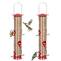 ERYTLLY 2 Pack Bird Feeders for Outdoors Hanging with 6 Feeding Ports Extra Thick Solid Tube Transparent Weatherproof Water Resistant Great for Attracting Birds Garden