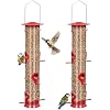 ERYTLLY 2 Pack Bird Feeders for Outdoors Hanging with 6 Feeding Ports Extra Thick Solid Tube Transparent Weatherproof Water Resistant Great for Attracting Birds Garden - 8