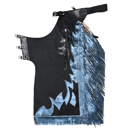 Chaps de rodeo en cuir véritable Hilason noir et bleu pour l'équitation western
