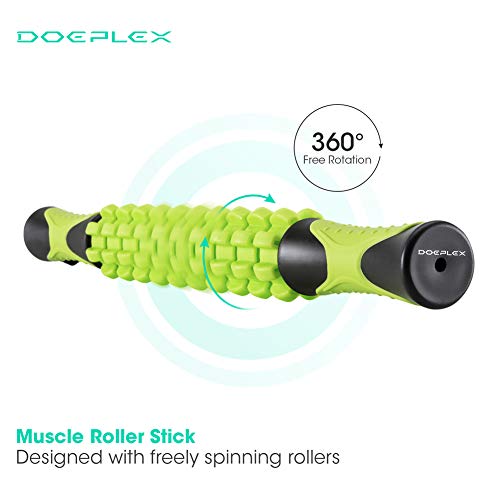 Doeplex Muscle Roller Massage Stick For Athletes, 17.5" Body Massager Soreness, Cramping Pain & Tightness Relief Helps Legs & Back Recovery Tools, Travel Size 17.5 Inch #TOP3