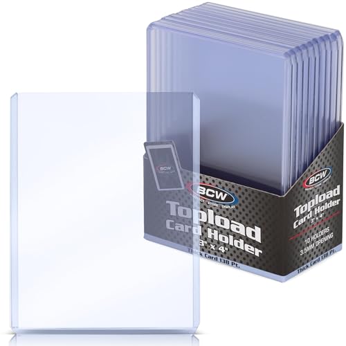 BCW 138 PT. Thick Card Topload Holder - Pack of 10 | Durable Rigid PVC Toploader | Toploaders for Memorabilia Jersey Patch and Relic Cards | Ideal for Collectors and Hobbyists
