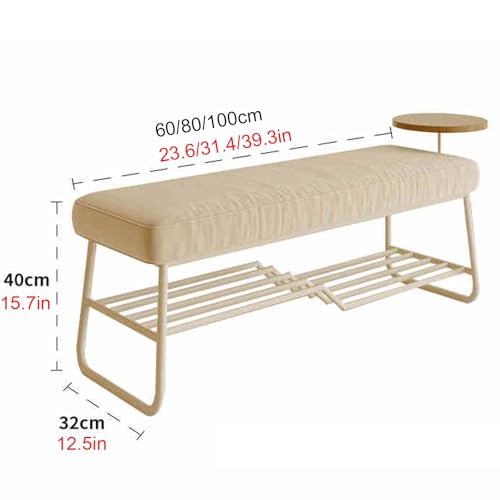 Banc à chaussures d'entrée blanc 60cm compact avec assise capitonnée